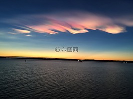 表闪电,海,水