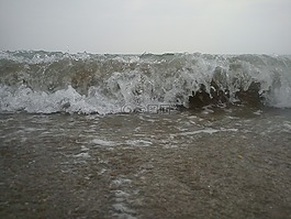 波,海灘,沙