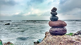 石頭,水,海灘