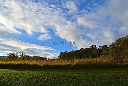 日出,原野,景觀