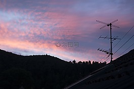 天空,天線,屋頂