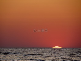 日落,橙色,紅色