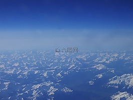 山,飛行,藍(lán)色