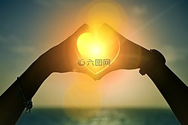 心臟,日落,手