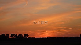 日落,余輝,傍晚的天空