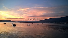海,日落,天空