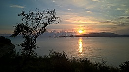 海,日落,天空