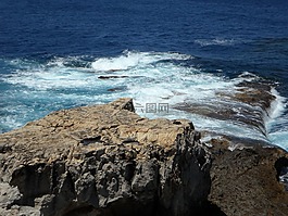 噴霧,海,巖