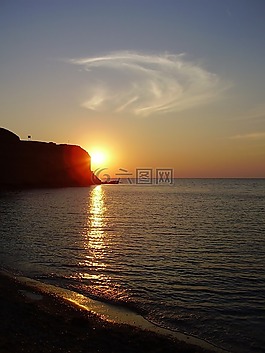 克里米亞,日落,海