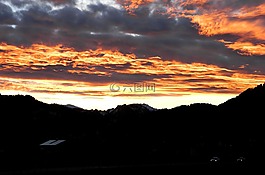 日落,山,阿爾高