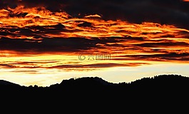 日落,山,abendstimmung