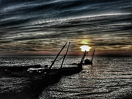 日落,海,菲舍爾