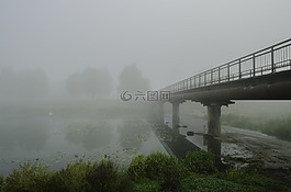 霧,橋,秋季