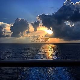 日落,海,巡航