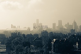 城市,霧,天際線