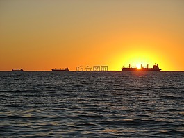 frachtschiff,日落,照明
