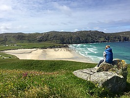 海滩,岛,赫布里底