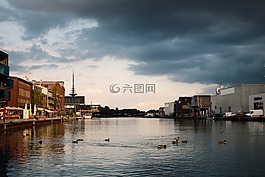 戏剧性的天空,端口,天空
