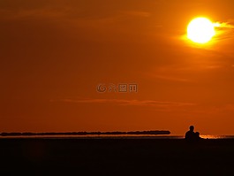 日落,夫婦,浪漫