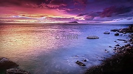 海灘,海,巖