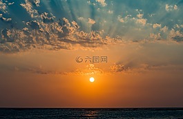 日落,海洋,海