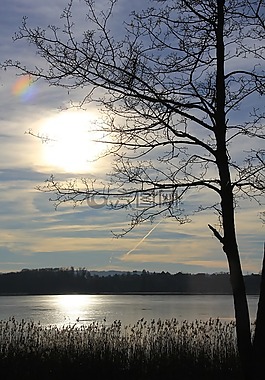 湖,abendstimmung,日落