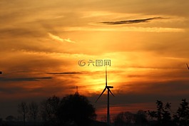 日落,余輝,傍晚的天空