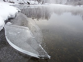 冬季,河,海灘