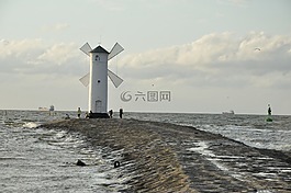 風(fēng)車,海岸,海