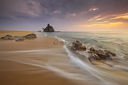 海灘,沙,波