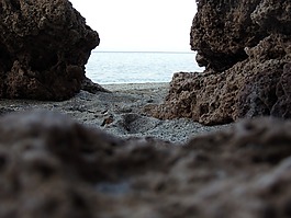 海,海灘,巖