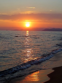 海灘,mar,日落