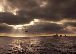 日落,天空,云
