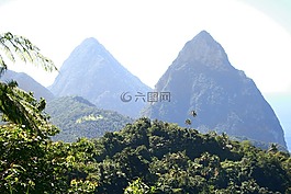 钉,双人 pitons,加勒比岛屿