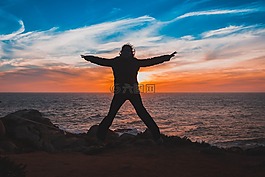 日落,智利,海灘