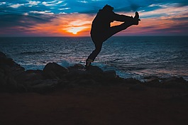 日落,海灘
