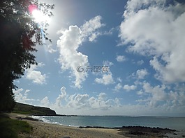 太陽,海,海灘