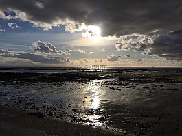 諾曼底,日落,海邊