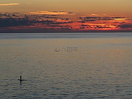 日落,大西洋,沖浪