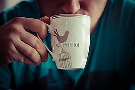 咖啡,馬克杯,在上午