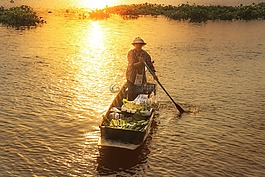 船,河,太阳