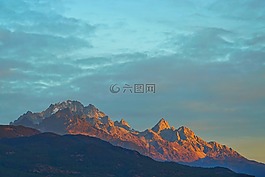 山峰,日出,高山
