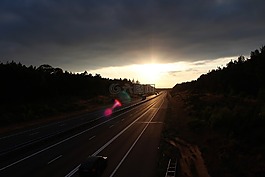 公路,晚上,鏡頭光暈