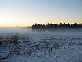 冬天,雪,霧