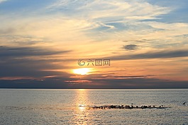 日落,海,天空