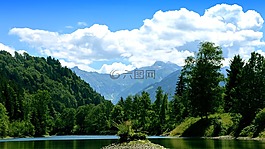 waldsee,池塘,山