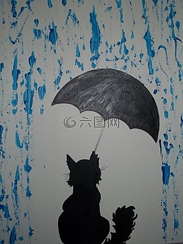 画,猫,黑