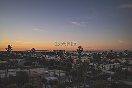 日落,黃昏,天空