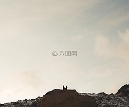 天空,陽光,山
