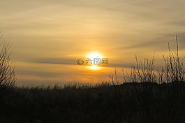 日落,太陽,黃色